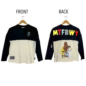 New Disney Kids Black & Cream Star Wars Long Sleeve Shirt Spirit Jersey XL (14)